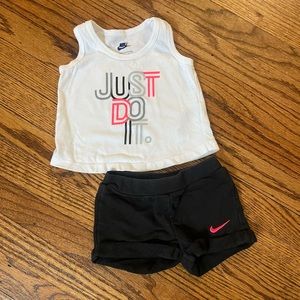 Nike Baby Girls Black and Pink Tank with Shorts Set, 12 Months
